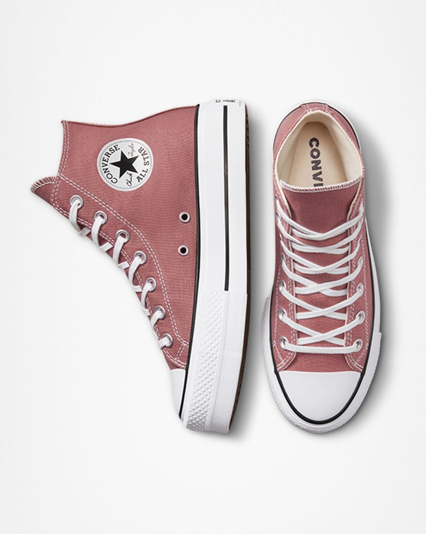 Zapatos Plataforma Converse Chuck Taylor All Star Lift Seasonal Color Altas Mujer Rosas Negras Blancas | PE 52EW70